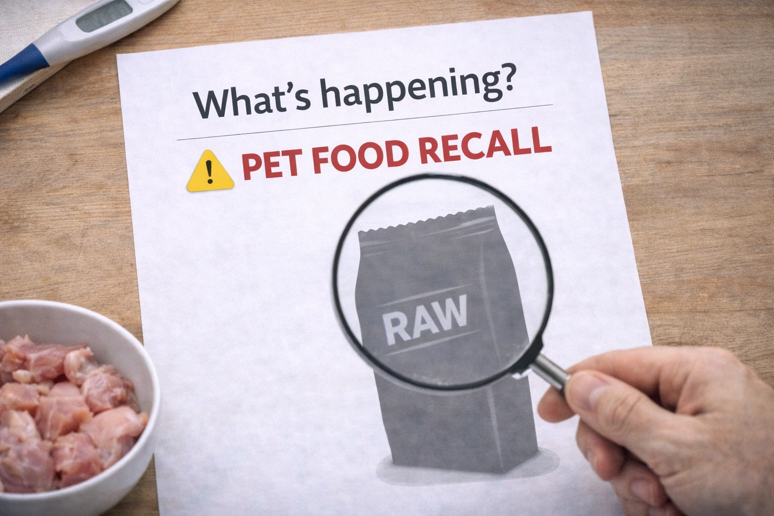 A generic product recall notice concept related to pet food safety