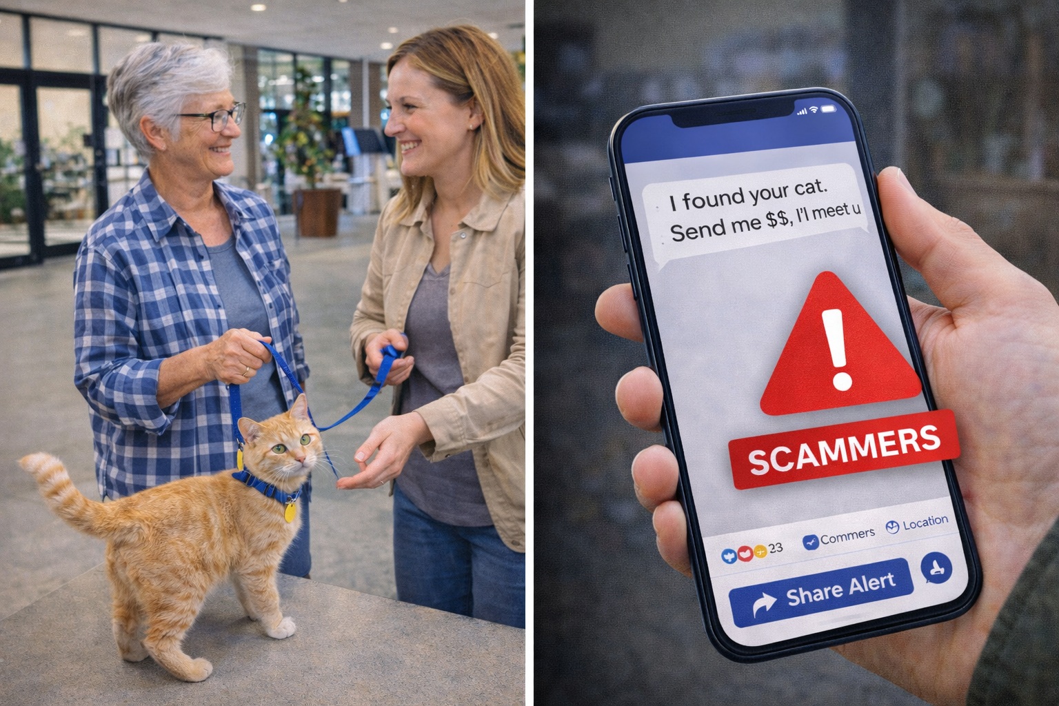 A safe recovery meetup concept in a public place with a carrier and calm handoff