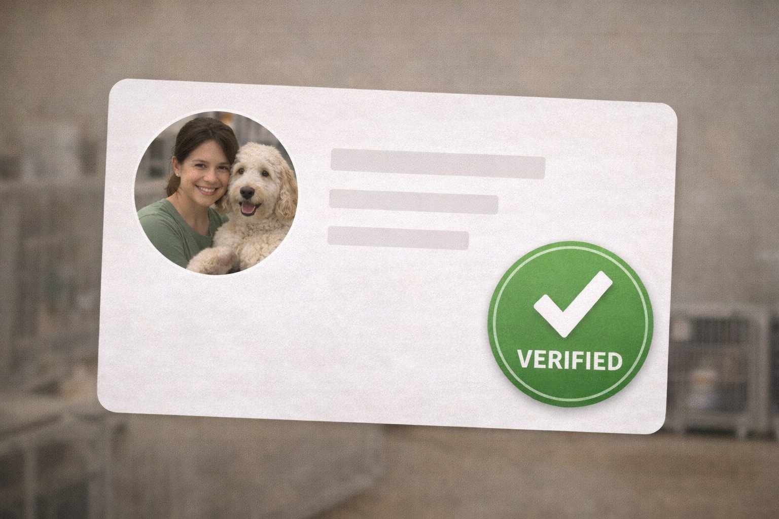 A verified badge concept representing trust and accountability for breeders and shelters