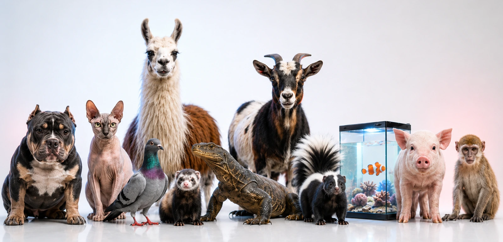 Multiple types of pets supported on Bully Room, including dogs, cats, horses, and exotics